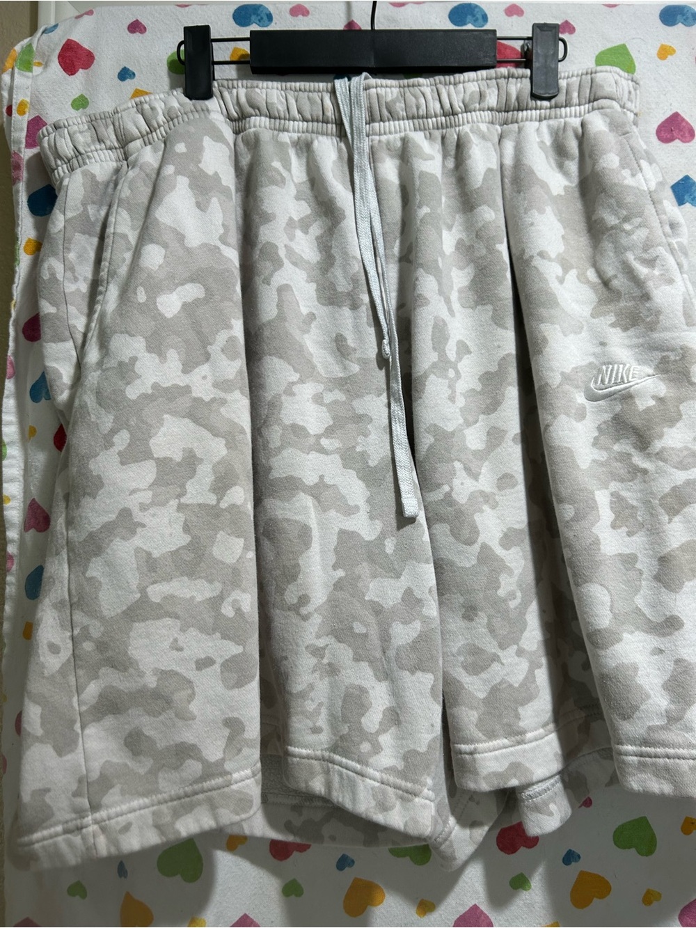 Nike men’s  gray & White Camo Fleece Sweatshorts